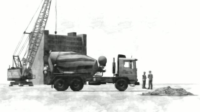 Construction Work Machine Stop Motion. High-Quality Background Animation