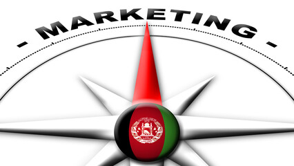 Afghanistan Globe Sphere Flag and Compass Concept Marketing Titles &ndash; 3D Illustration