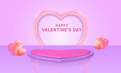 3d heart shape podium display valentines day for product presentation