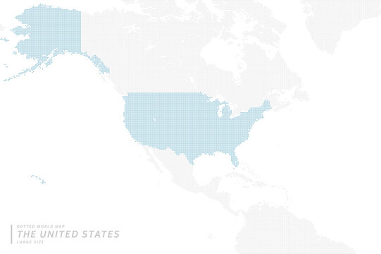 アメリカ合衆国を中心とした青のドットマップ。　大サイズ。