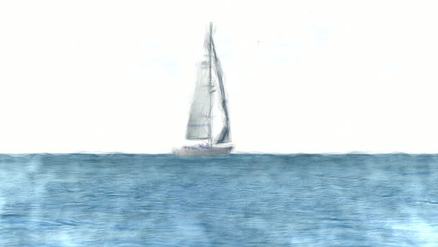Sailboat Stop Motion. High-Quality Background Animation