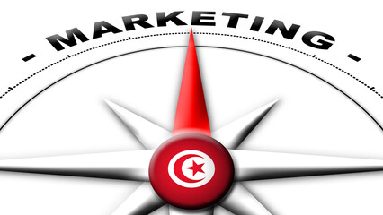 Tunisia Globe Sphere Flag and Compass Concept Marketing Titles – 3D Illustration