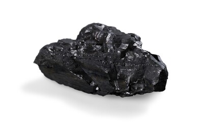 Meteorite black stone rock on background.