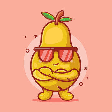 super cool pear fruit character mascot isolated cartoon in flat style design. great resource for icon,symbol, logo, sticker,banner.