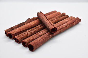 Fragant cinnamon sticks isolated on white background