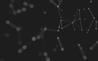 Abstract background. Molecules technology with polygonal shapes, connecting dots and lines. Connection structure. Big data visualization.