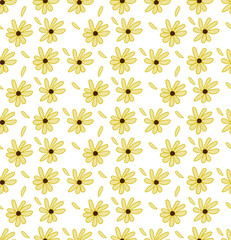 Daisy flower seamless pattern background. Vector.