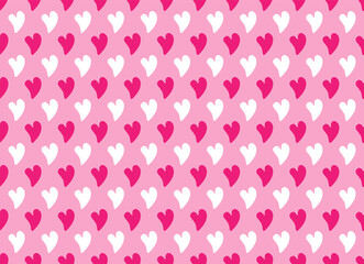 Seamless pattern. Hearts on pink background. Vector.