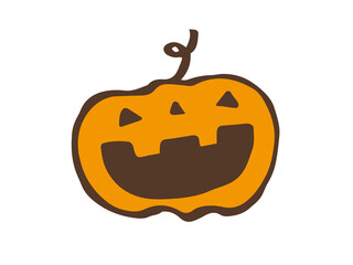 かわいいハロウィンのおばけかぼちゃ／手描きイラスト素材