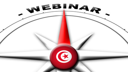 Tunisia Globe Sphere Flag and Compass Concept Webinar Titles &ndash; 3D Illustration