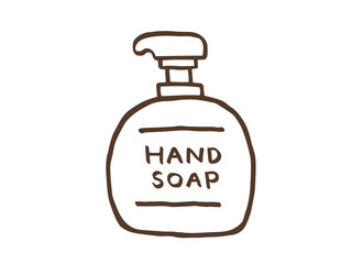 かわいいハンドソープで手洗いウイルス対策／手描きイラスト