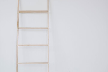 wooden stairs isolated on a white background with copy space