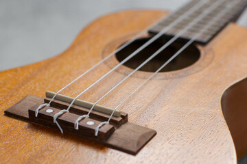 Close up view of the ukulele body