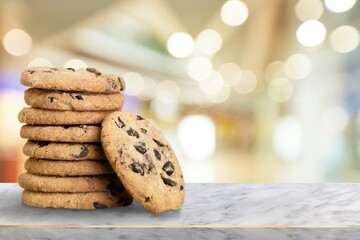 National Cookie Day poster with yummy freshly chocolate chip cookies on the desk