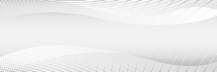 Obraz premium Light vector background, grid, banner. Wavy shapes, shades of gray.