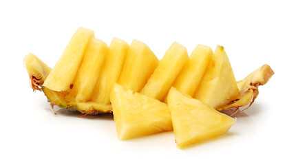 Pineapple chunks isolated on white, clipping path included