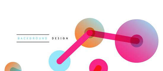 Line points connections geometric abstract background. Circles connected by lines. Trendy techno business template for wallpaper, banner, background or landing