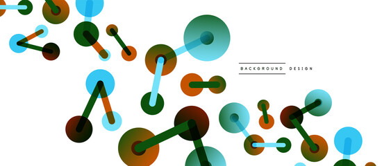 Abstract background. Round dots connected by lines. Trendy techno business template for wallpaper, banner, background or landing