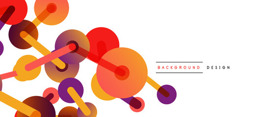 Abstract background. Round dots connected by lines. Trendy techno business template for wallpaper, banner, background or landing