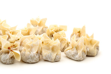Ravioli Siu Mai on white background
