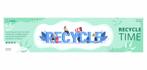 Recycle Process with Trash Banner Template Flat Illustration Editable of Square Background Suitable for Social media or Web Internet Ads