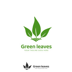 Green leaves logo, organic nature product logo icon template