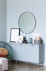 Photo of Stylish minimalistic interior in gray