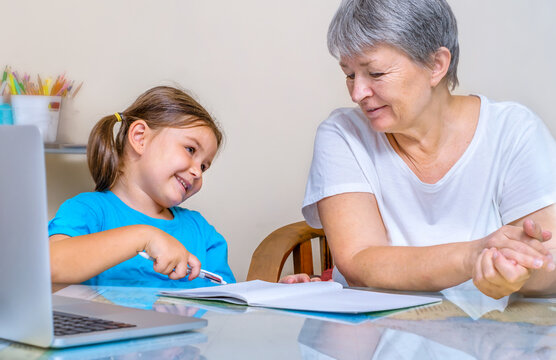 Grandmother Helps Child Study Online