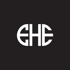 Obraz premium EHE letter logo design on black background. EHE creative initials letter logo concept. EHE letter design.