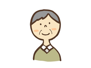 かわいい一人のおじいさん／手描きイラスト素材