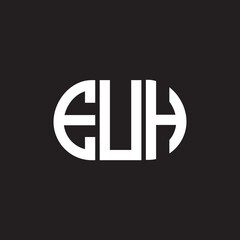 EUH letter logo design on black background. EUH creative initials letter logo concept. EUH letter design.