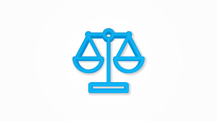 scale, justice, law, 3d realistic line icon. Vector top view illustration. color pictogram isolated on white background