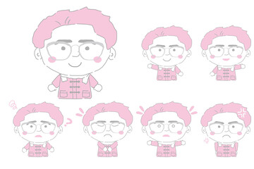 若い　男性　上半身　イラストセット　シンプルカラー