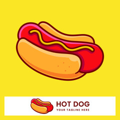 Vector Hotdog Premium. Fast Food Illustration
