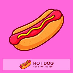 Vector Hotdog Premium. Fast Food Illustration
