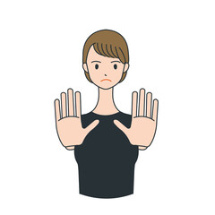 拒否の意思を示す女性のイラスト
