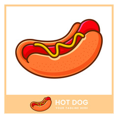 Vector hotdog, fast food illustration, junk-food illustration.