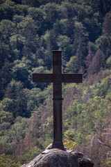cross in the mountains forest Harz Germany