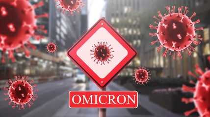 Coronavirus Covid-19 warning sign Omikron mutation variant, danger due to infection