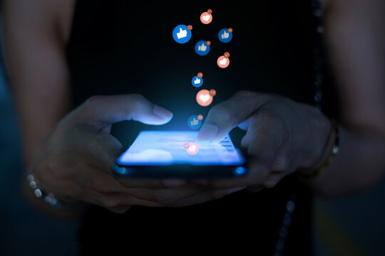 Young businesswoman using smart phone ,Social, media, Marketing concept	