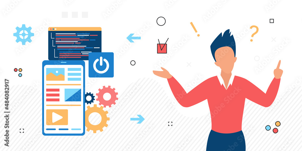 Leinwandbilder Development interface mobile application designer work. Optimizing user experience software engineering