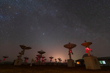 Radio telescopes and the Milky Way at night, Milky way panorama