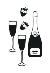 Hand drawn Fashion Illustration Romantic Objects isolated on white background. Creative ink art work. Actual vector drawing of Holiday things. Happy Valentine's Day set