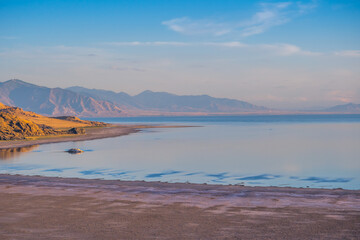 An overlooking view of nature in Antelope Island State Park, Utah