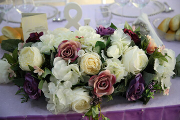 The bride's bouquet. The bride's flower bouquet of gorgeous, multicolored flowers.
