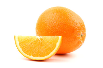 orange fruit and slice isolated on white background