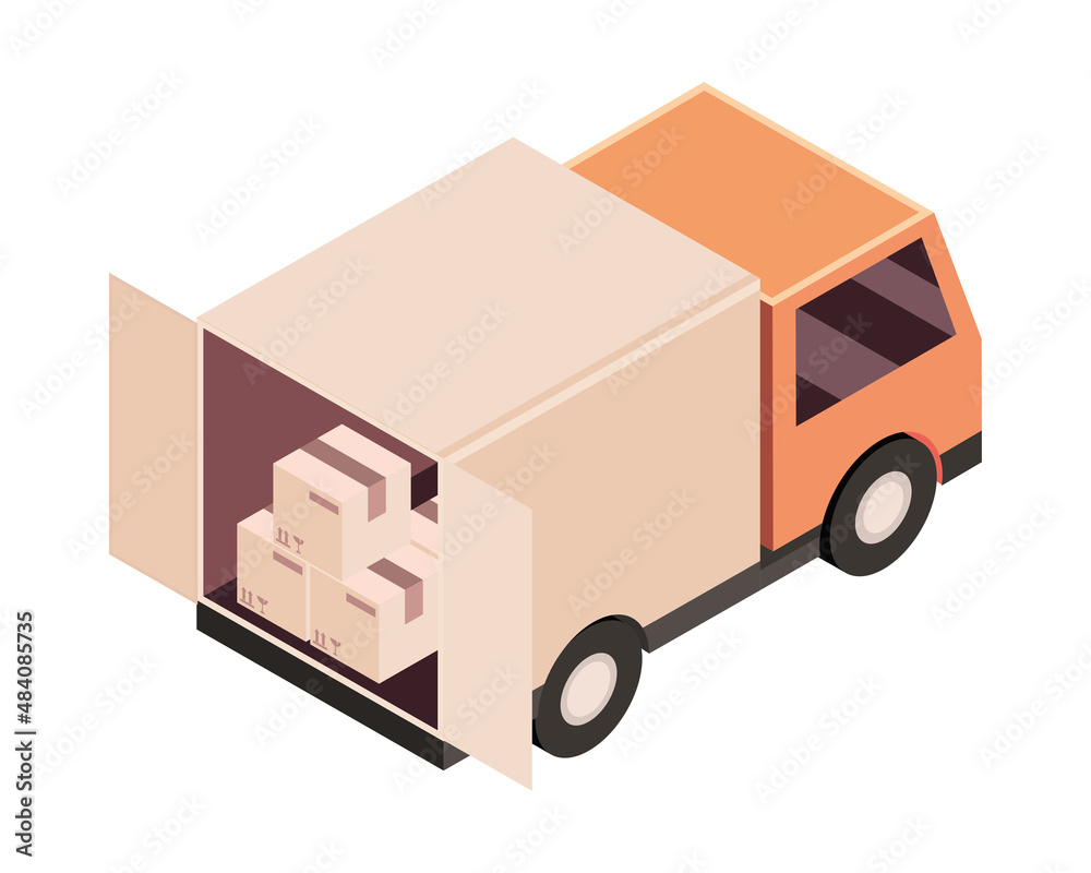 Canvas Prints delivery truck and boxes