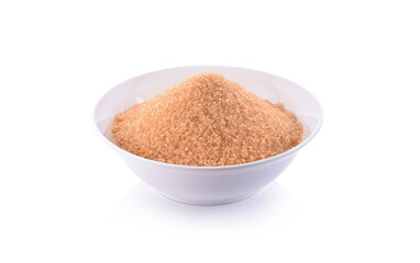granulated sugar in bowl isolated on white background