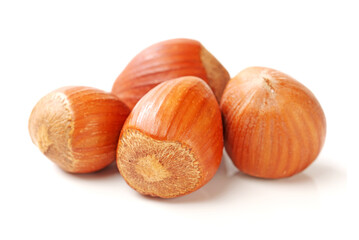 hazelnuts isolated on white background