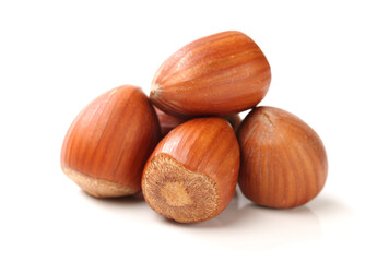 hazelnuts isolated on white background